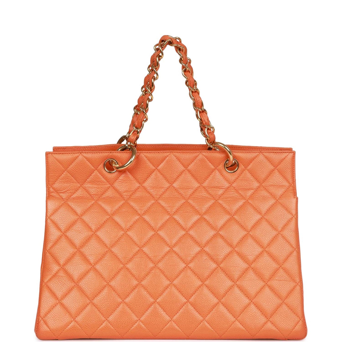 Chanel Grand Cc Timeless Tote Bag Orange Caviar Gold Hardware