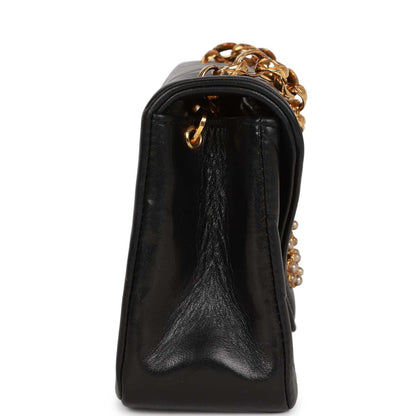 Chanel Faux Pearl Coco Bijou Mini Flap Bag Black Lambskin Gold Hardware