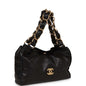 Chanel Olsen Hobo Shoulder Bag Black Lambskin Brushed Gold Hardware