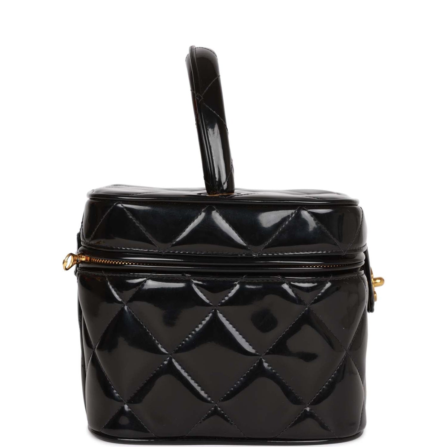 Chanel Vanity Heart Mirror Bag Black Patent Gold Hardware