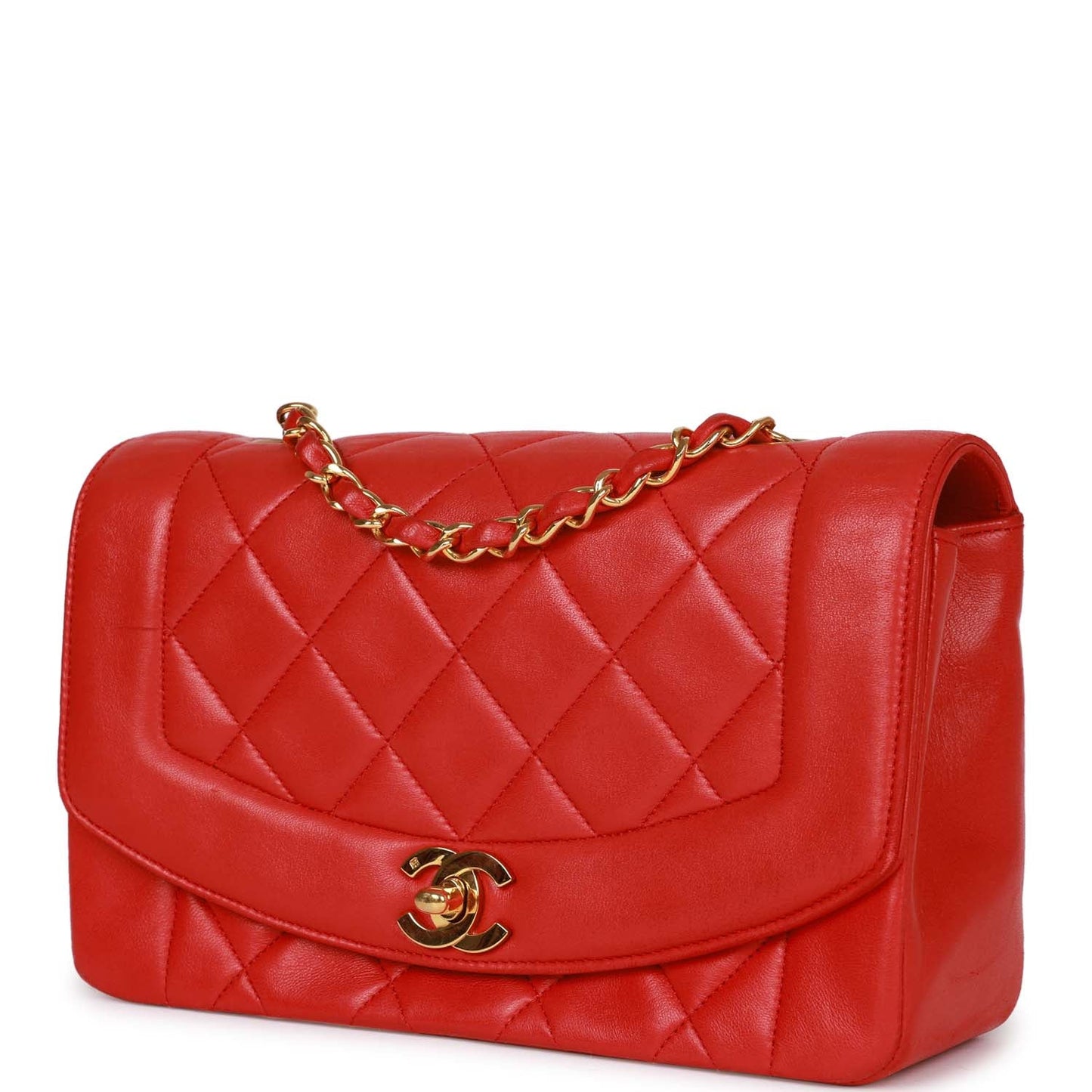 Chanel Small Diana Flap Bag Red Lambskin Gold Hardware