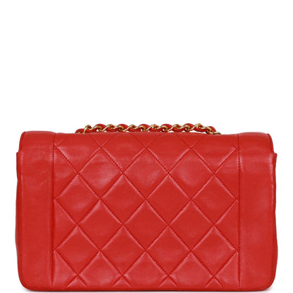 Chanel Small Diana Flap Bag Red Lambskin Gold Hardware