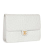 Chanel Single Flap Bag White Ostrich Gold Hardware