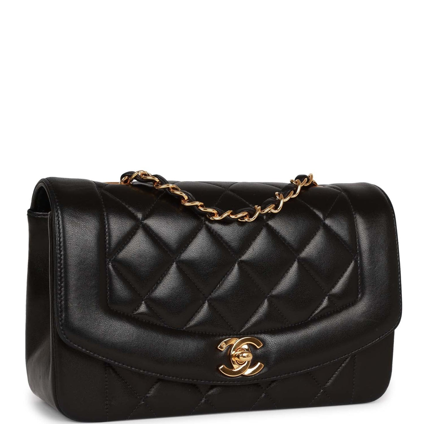 Chanel Small Diana Flap Bag Black Lambskin Gold Hardware