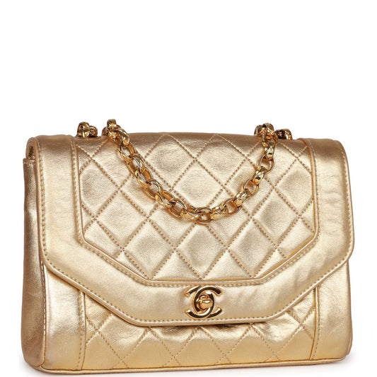 Chanel Flap Bag Gold Metallic Lambskin Gold Hardware