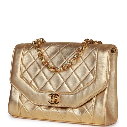 Chanel Flap Bag Gold Metallic Lambskin Gold Hardware