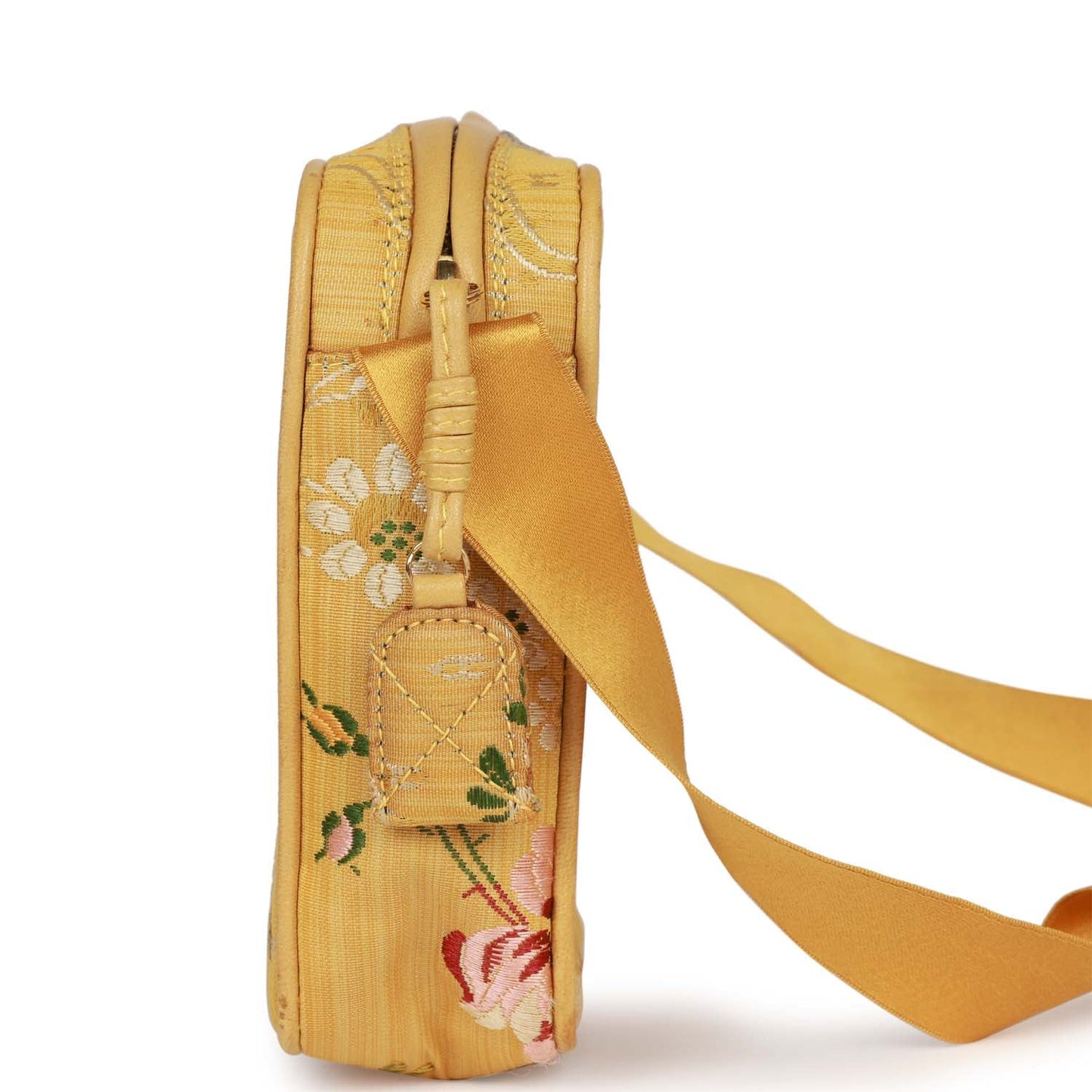 Chanel Brocade Camera Bag Yellow Silk Gold Hardware