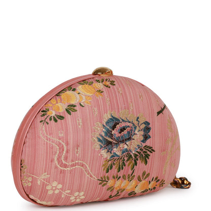Chanel Timeless Clutch Rose Pink Brocade Silk Gold Hardware