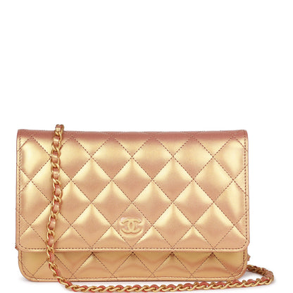 Chanel Wallet On Chain WOC Gold Metallic Calfskin Antique Gold Hardware