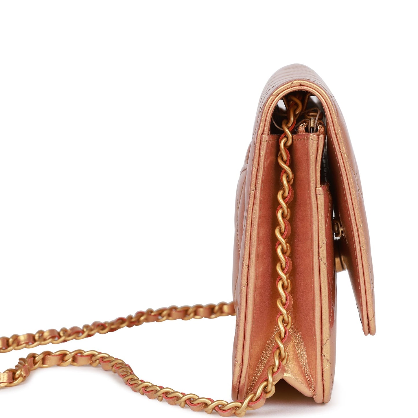 Chanel Wallet On Chain WOC Gold Metallic Calfskin Antique Gold Hardware