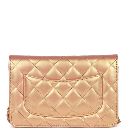 Chanel Wallet On Chain WOC Gold Metallic Calfskin Antique Gold Hardware