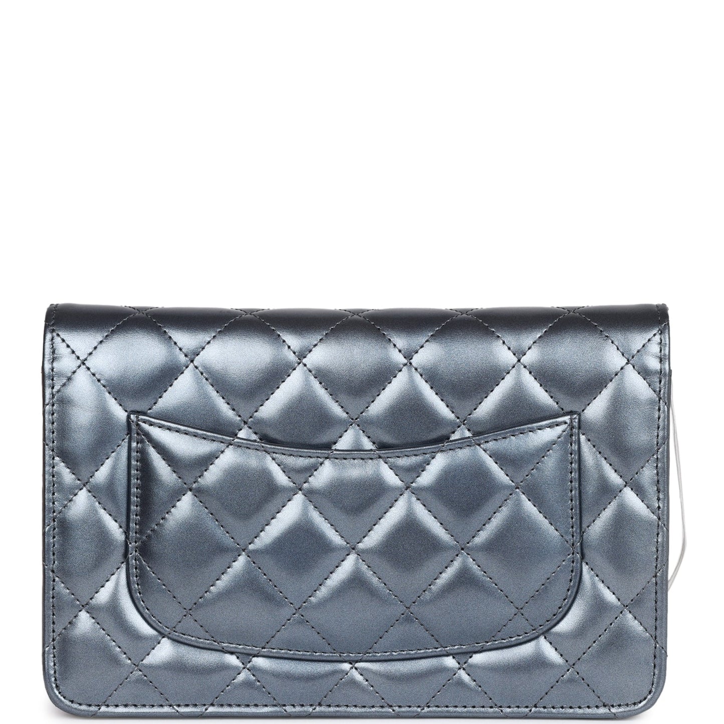 Chanel Wallet On Chain WOC Dark Blue Iridescent Calfskin Antique Gold Hardware