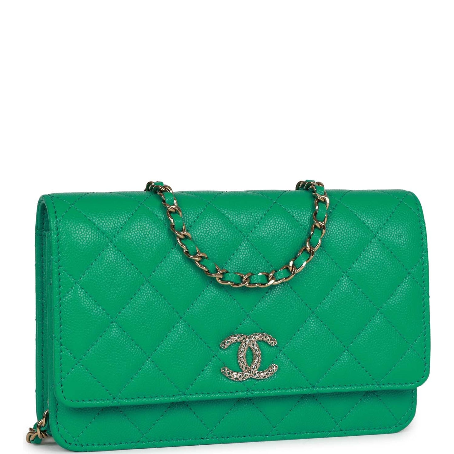Chanel Wallet On Chain WOC Green Caviar Light Gold Hardware