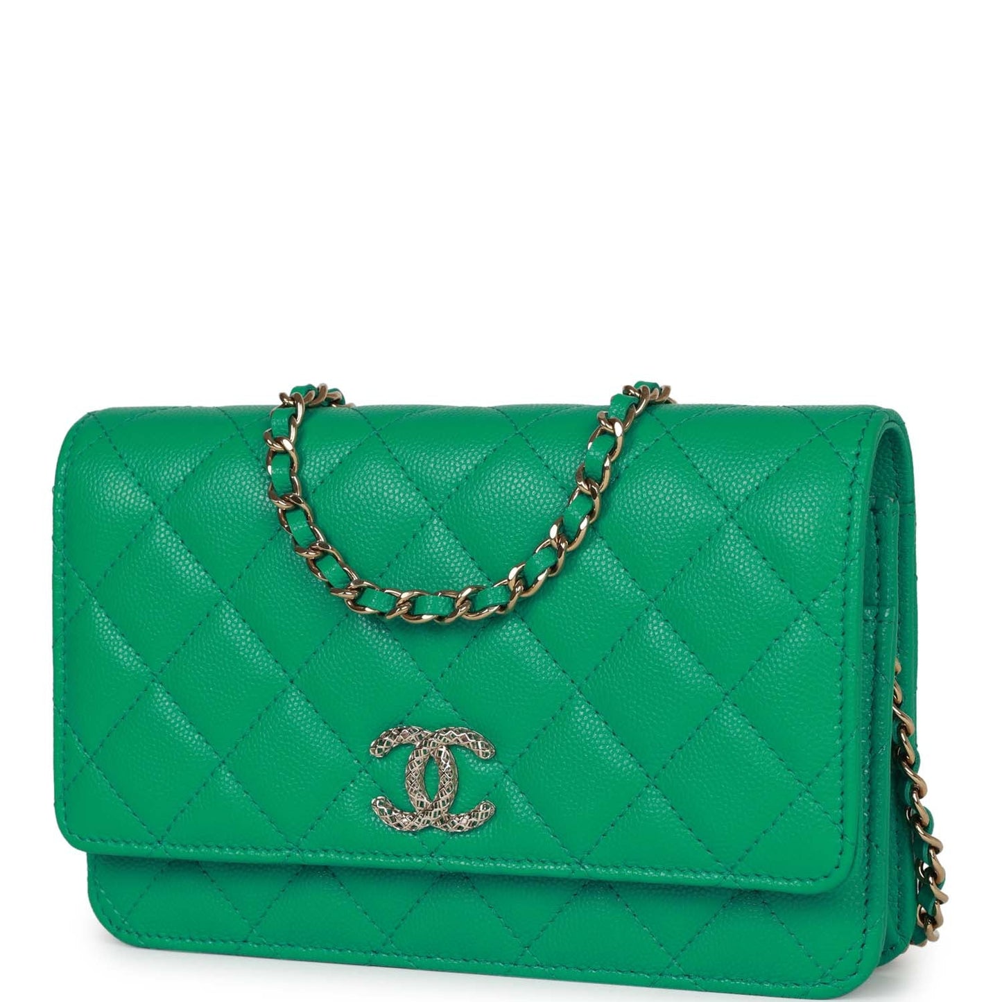 Chanel Wallet On Chain WOC Green Caviar Light Gold Hardware
