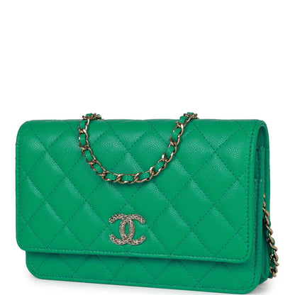 Chanel Wallet On Chain WOC Green Caviar Light Gold Hardware