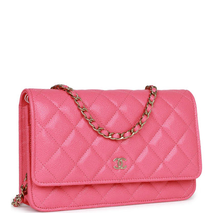 Chanel Wallet On Chain WOC Pink Caviar Light Gold Hardware