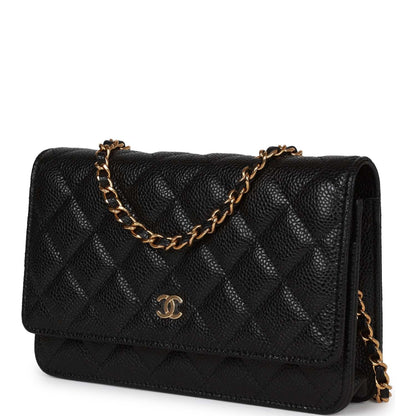 Chanel Wallet On Chain WOC Black Caviar Gold Hardware
