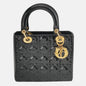 Lady Dior Medium Black Patent Leather Handbag with Gold Hardware
