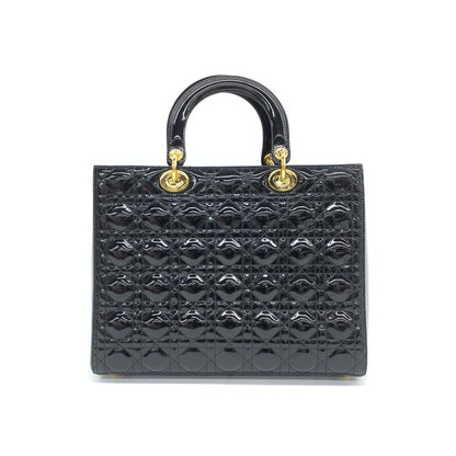 Lady Dior Large Bag Black Patent Leather Gold Hardware