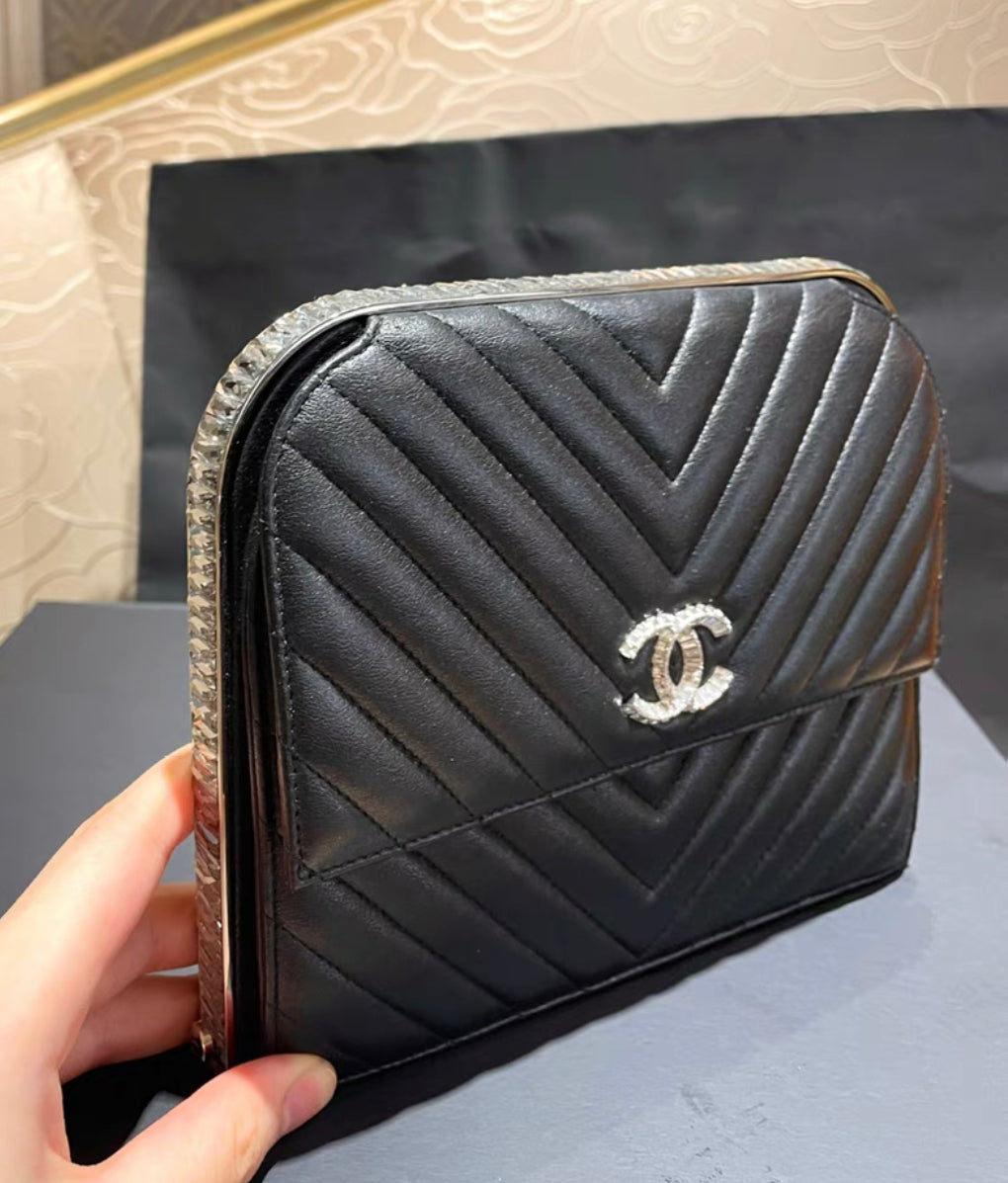 Chanel Luxury Leather Black Clutch Style 7
