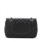 Chanel Black Matelasse Lambskin Single Flap Double Chain Bag With Silver Hardware