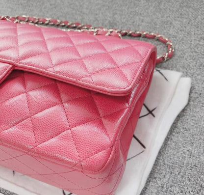 Chanel Medium Classic Double Flap Bag In Bubble Gum Pink Caviar