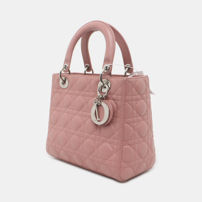 Lady Dior Medium Handbag Lipstick Pink Cannage Leather Gold Hardware