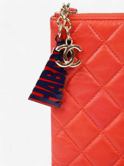Chanel Matelasse Lambskin Clutch Red Lambskin Leather