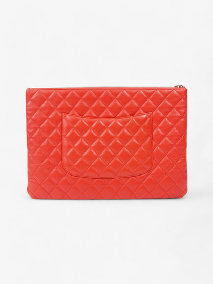 Chanel Matelasse Lambskin Clutch Red Lambskin Leather