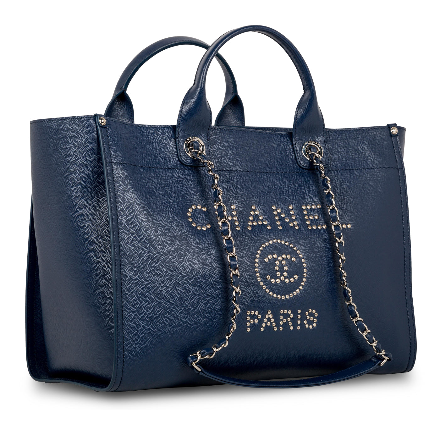 Chanel Cambon Canvas Silver Tote Bag