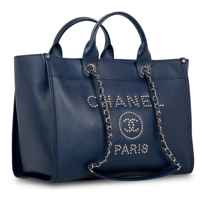 Chanel Cambon Canvas Silver Tote Bag