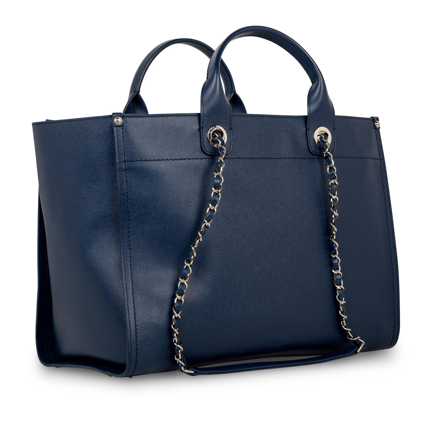 Chanel Cambon Canvas Silver Tote Bag