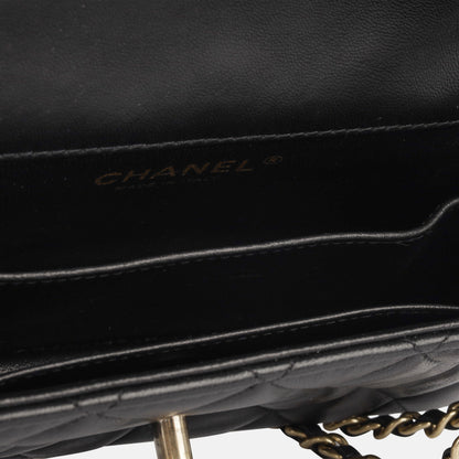 Chanel Classic Flap Lambskin Black Shoulder Bag Style 24