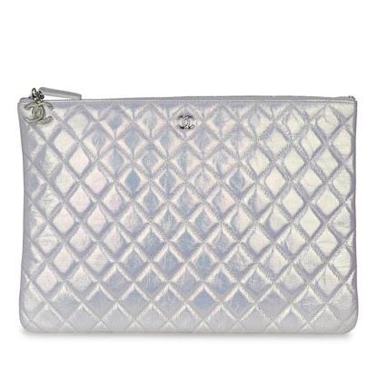 Chanel Calfskin Silver Handbag