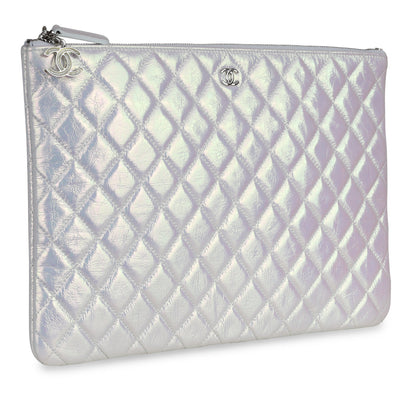 Chanel Calfskin Silver Handbag