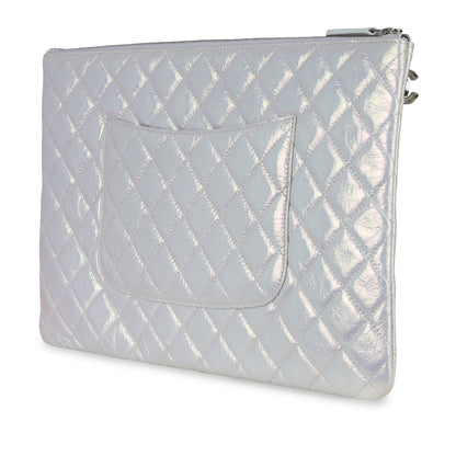 Chanel Calfskin Silver Handbag