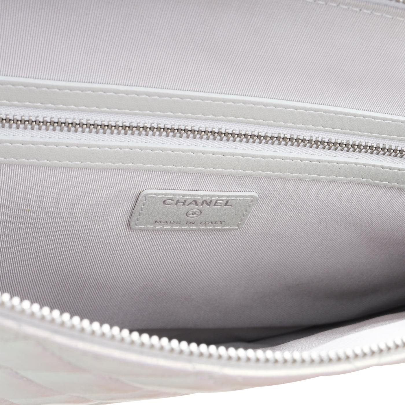 Chanel Calfskin Silver Handbag
