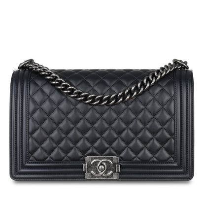 Chanel Boy Bag Lambskin Black Shoulder Bag Style 2