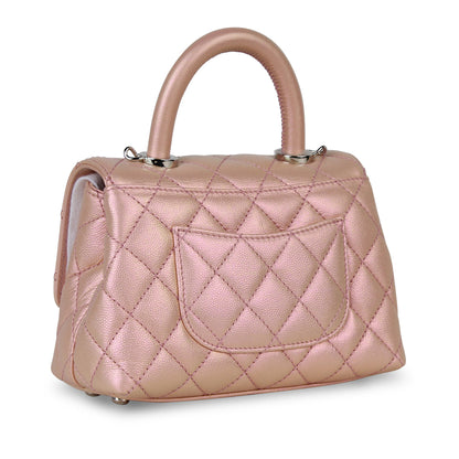 Chanel Coco Handle Caviar Silver Shoulder Bag Caviar