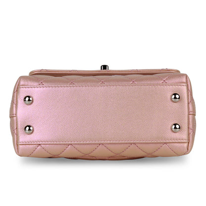Chanel Coco Handle Caviar Silver Shoulder Bag Caviar