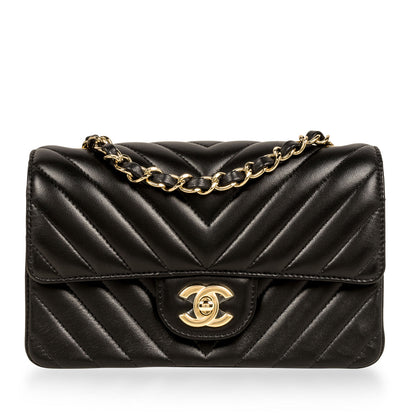 Chanel Classic Flap Lambskin Black Shoulder Bag Style 204