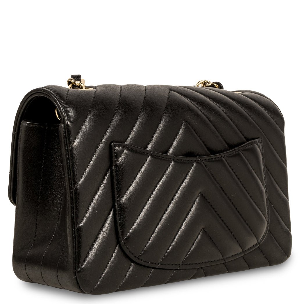 Chanel Classic Flap Lambskin Black Shoulder Bag Style 204