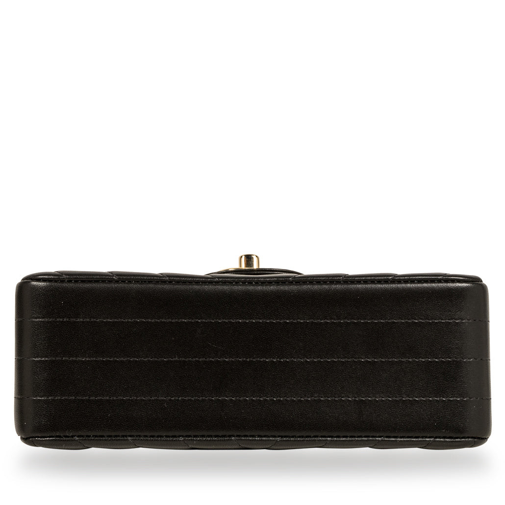 Chanel Classic Flap Lambskin Black Shoulder Bag Style 204