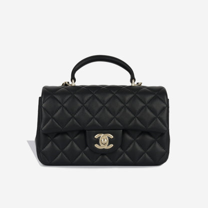 Chanel Classic Flap Lambskin Black Shoulder Bag Style 338