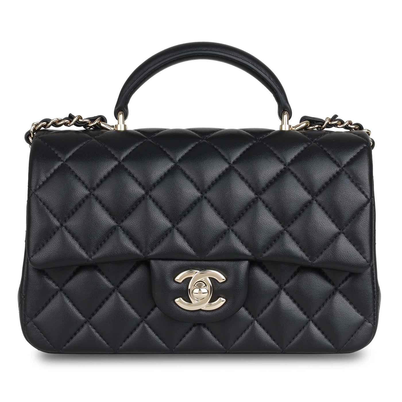 Chanel Classic Flap Lambskin Black Shoulder Bag Style 218