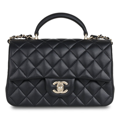 Chanel Classic Flap Lambskin Black Shoulder Bag Style 218