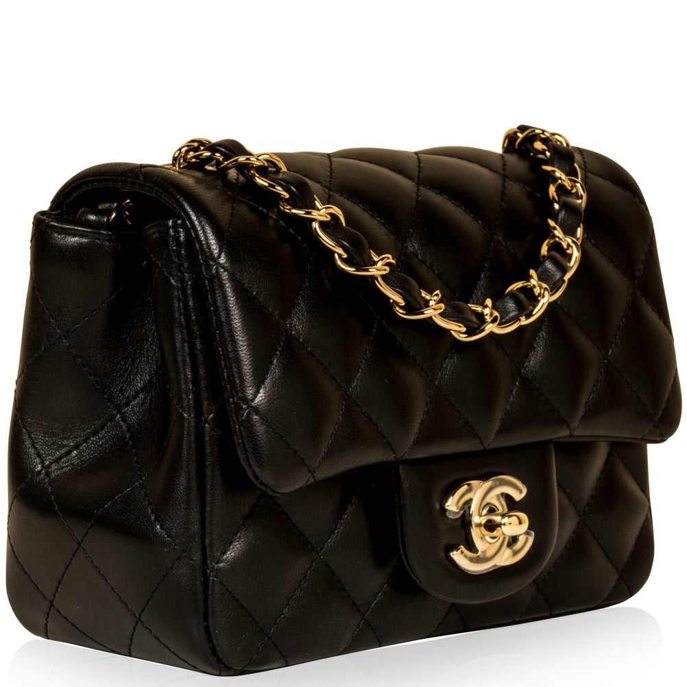 Chanel Classic Flap Lambskin Black Shoulder Bag Style 246