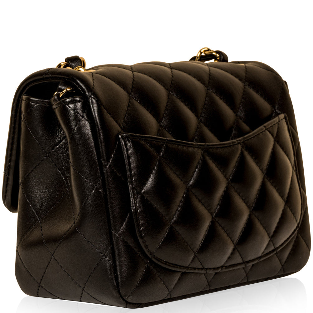 Chanel Classic Flap Lambskin Black Shoulder Bag Style 246