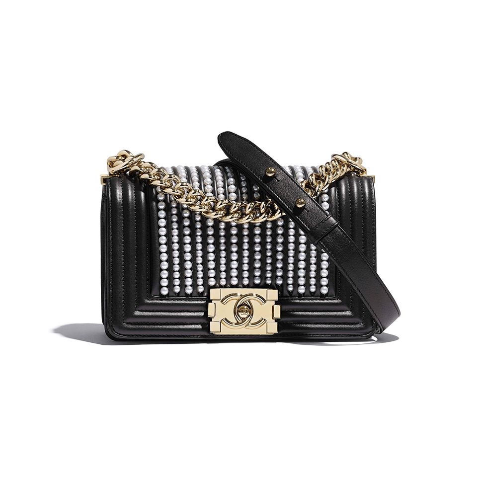 Chanel Boy Medium Calfskin Pearl Handbag