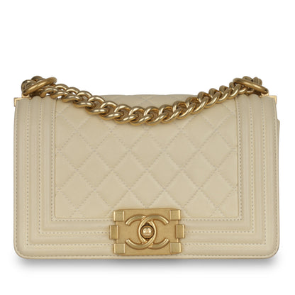 Chanel Boy Bag Lambskin Gold Shoulder Bag Style 12